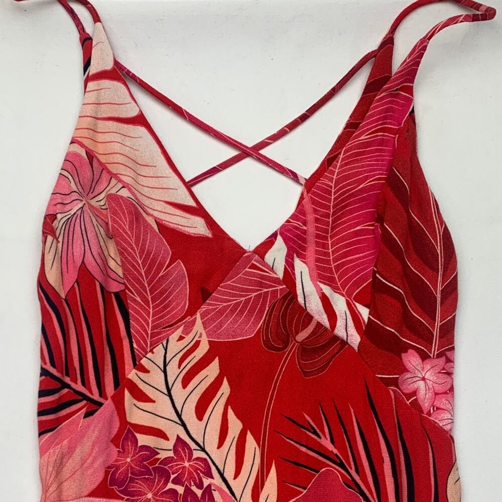 Farm Rio xs Philipa maxi dress Tropical Red Pink women's party Hawaiian resort - Picture 4 of 12
